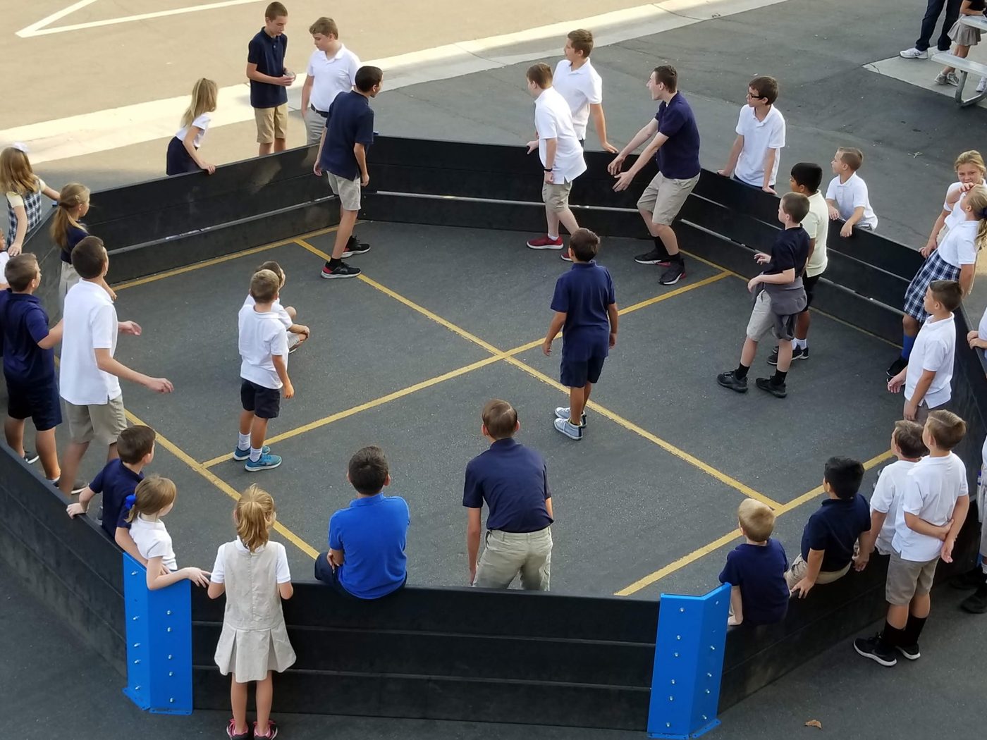 Students competing in a robotics competition