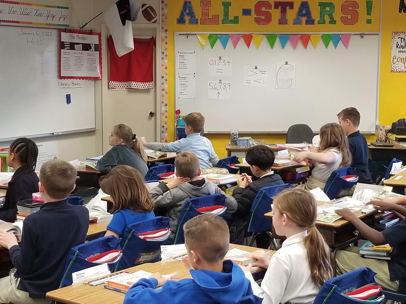 Students working together in class