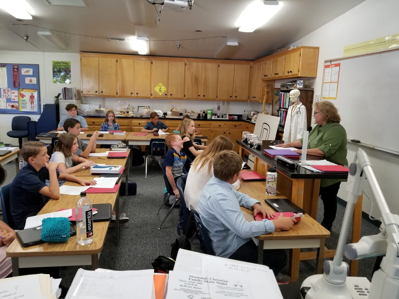 Students in a science classroom